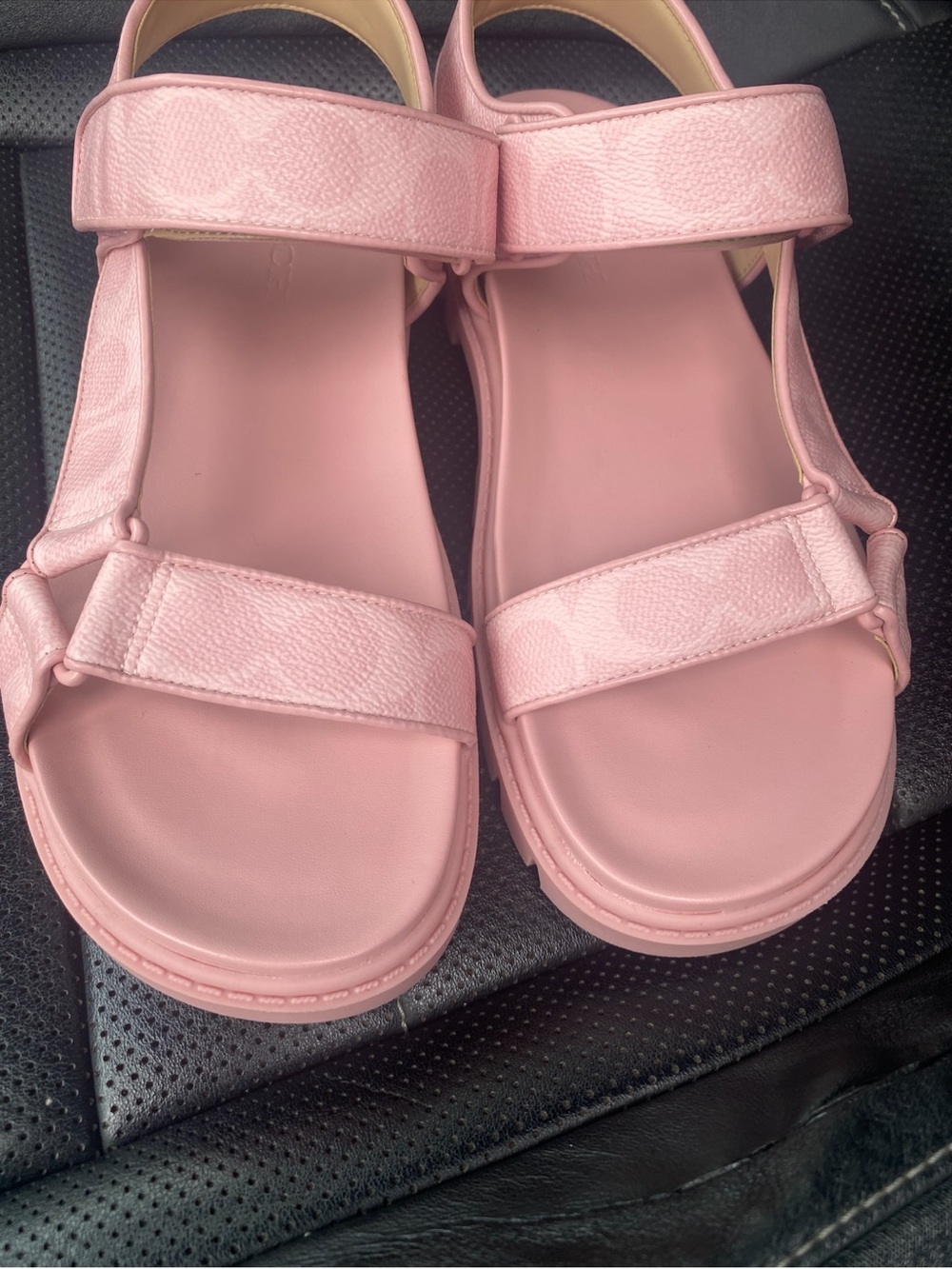 Coach Pink Leather Strap Sandals